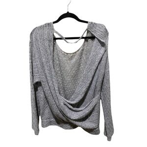 Free People Oversized Grey Sheer Sweater, XS